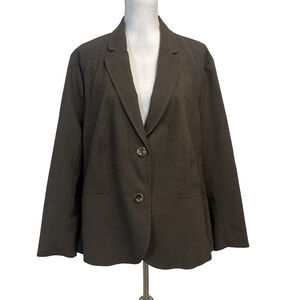 Lands' End Blazer Jacket Plus size 24W Petite Brown Wool Stretch Career Suit